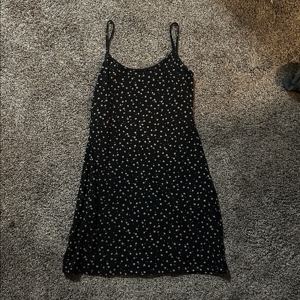 Brandy Melville Black Dress with Pink Floral Accents